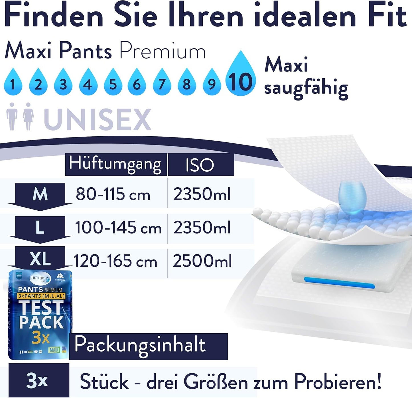 Inkontinenz Testpaket - Harmony Care Premium Pants Maxi
