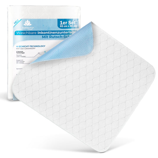Waschbare Inkontinenzunterlage auf weißem Grund