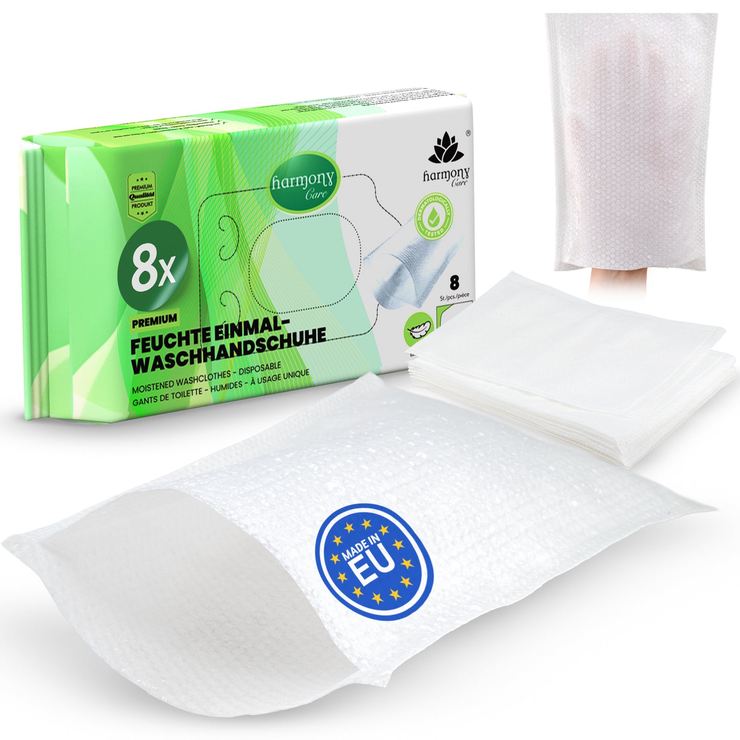 Feuchte Einmal-Waschhandschuhe