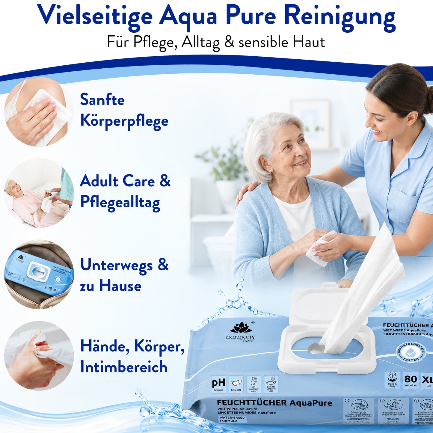 Feuchttücher für Erwachsene XXL - Aqua Pure
